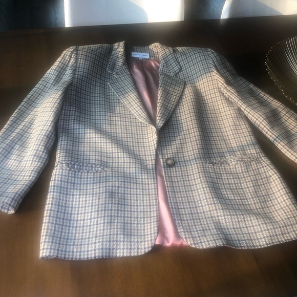 Vintage Check Plaid Blazer Oversized Casual Corner - Picture 9 of 10